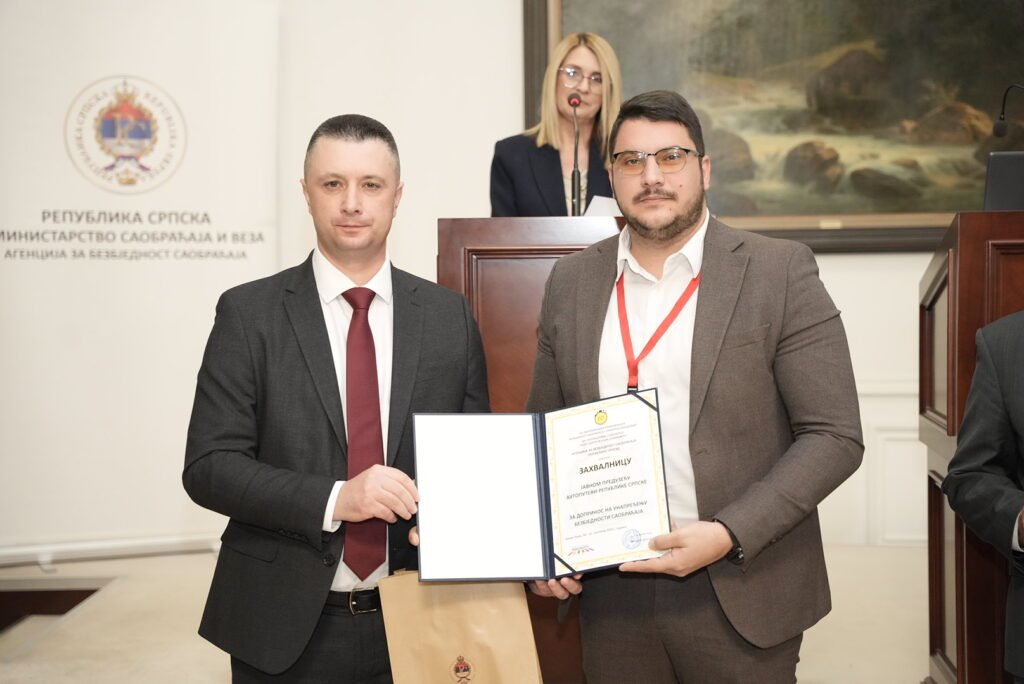 Zahvalnica za doprinos na unapređenju bezbjednosti saobraćaja